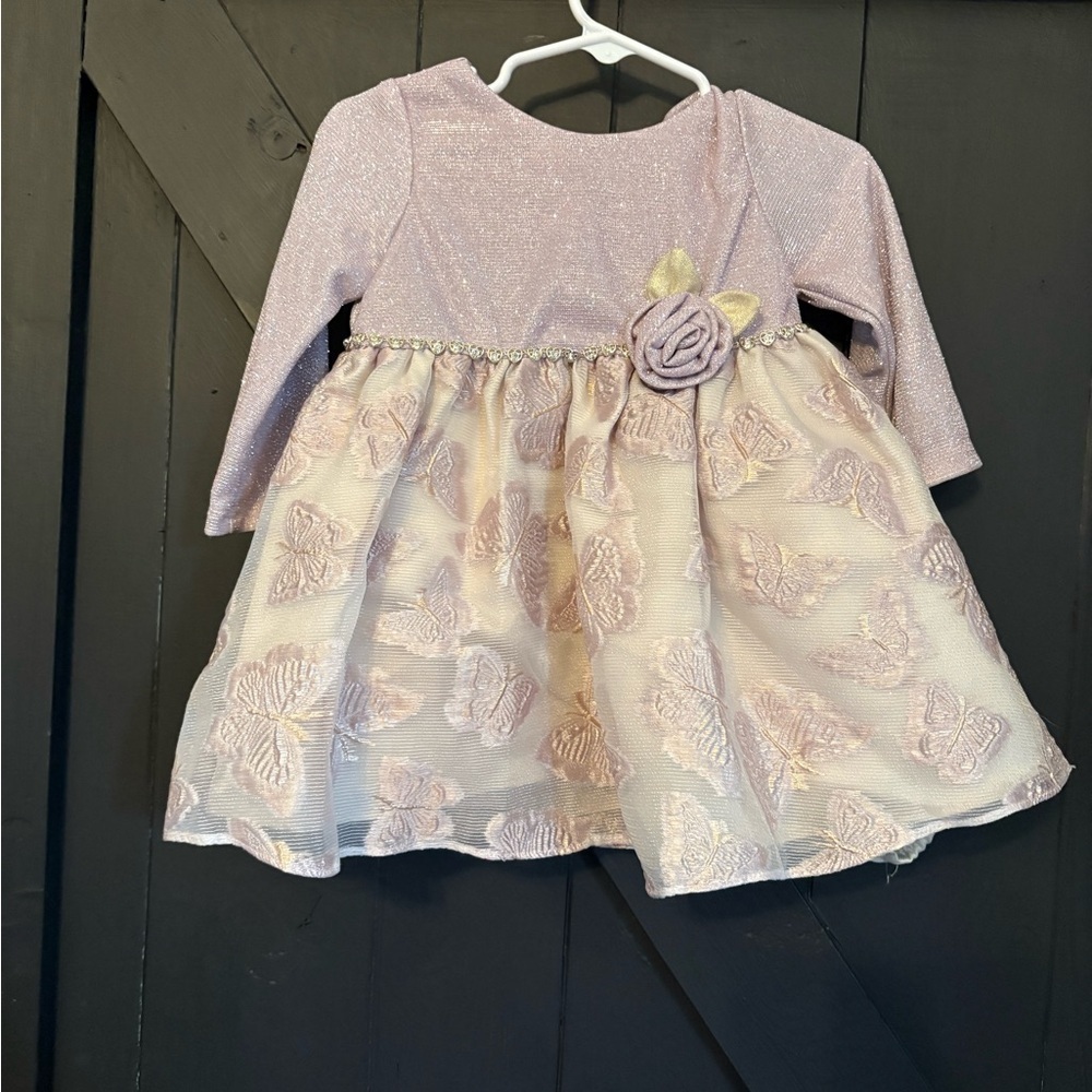 Rare Editions Lavender Formal Dress with Floral Accent